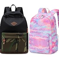 Lightweight Canvas School Backpack Casual Travel Laptop Backpacks Bookbag Bundle