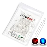 CHANZON 100 pcs 3mm Red & Blue LED Diode Lights Common Anode(Clear Round Transparent Bicolor) Bright Lighting Bulb Lamps Electronics Components Indicator Light Emitting Diodes