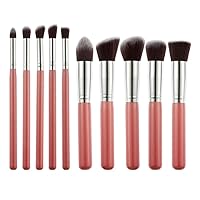 Fiber Bristle Makeup Brush Set- pink, Pack of 10