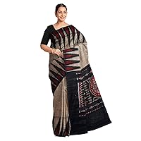 Women's Sambalpuri Handloom Cotton Saree Odisha Art without blouse_metalic