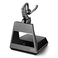 Voyager 5200 Office with One-Way Base (Poly) - Bluetooth Single-Ear (Monaural) Headset - Noise Canceling - Connect to Your Desk Phone - Works with Teams, Zoom & More