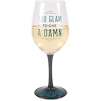 Pavilion Gift Company Pretty Inappropriate Too Glam To Give A Damn Wine Glass Candle Holder, Blue