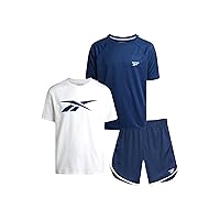 Reebok Boys' Active Shorts Set - 3 Piece Performance T-Shirt, Tank Top, and Shorts - Athletic Clothing Set for Boys (8-12)
