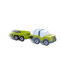 HABA Kullerbü 306687 Off-Road Vehicle with Trailer, Toy Vehicle from 2 Years, Green