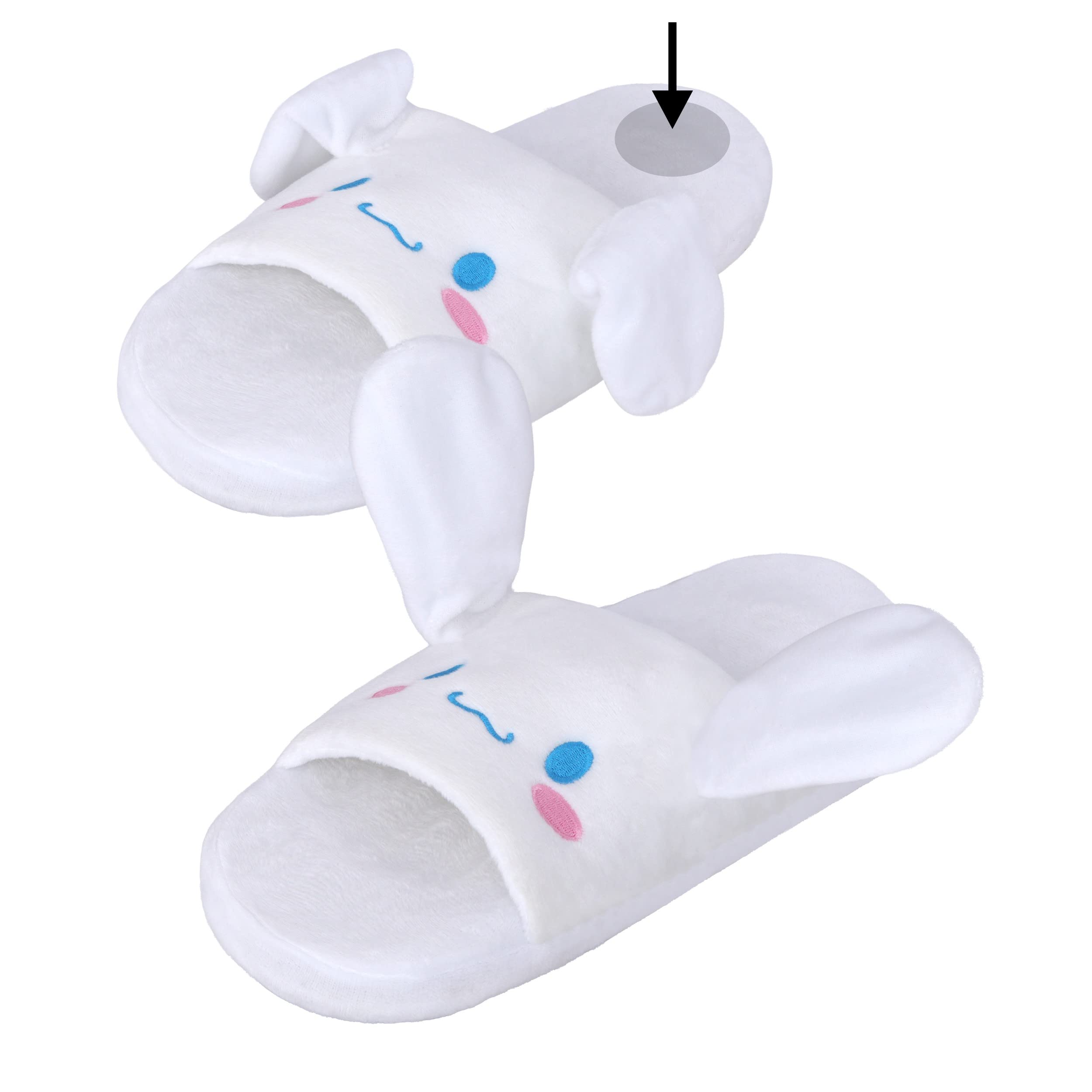 Roffatide Anime Cinnamoroll Fuzzy Slippers White Dog House Slippers Open Toe Open Back FoamEar Moving Jumping Slippers with Rubber Sole for Women Man One Size