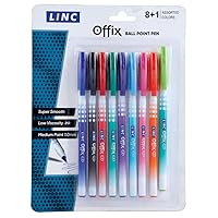 Linc Offix Smooth Ball Point Pen, 1.00mm Tip, 9-Count, Assorted Colors