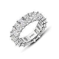 AINUOSHI Eternity Ring, 925 Sterling Silver Ring for Women, Emerald/Oval/Radiant/Round/Cushion Cut Cubic Zirconia CZ Fine Ring, Eternity Engagement Wedding Band Ring, Jewelry Box Packed