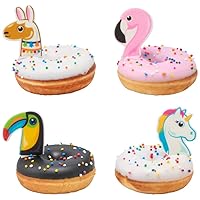 Summer Theme - Pool Floaty - Edible Sugar Donut/Cupcake/Cake Decoration Toppers - 12 pc