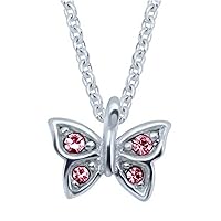 Katy Craig - Pink Butterfly Gift Necklace - Sterling Silver with Crystal Stones