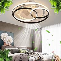 Modern Ceiling Fan with Lighting LED Remote Control Invisible Quiet Dimmable Ceiling Light Adjustable Wind Speed Fan Ceiling Lamp Bedroom Living Room Chandelier 53 cm