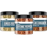 Earthborn Elements Cayenne Pepper, Ceylon Cinnamon & Ginger Root Bundle (200 Capsules Each), Pure & Undiluted, No Additives