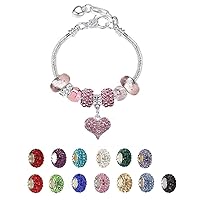 Fit Pandora Bracelets with Charms Set Teen Girls Gifts Ideas Adjustable 6.7-8.3 Inch Love Heart Jewelry with Gift Card