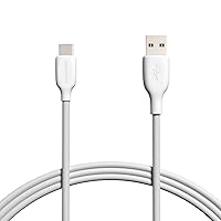 Amazon Basics USB-C to USB-A 2.0 Fast Charger Cable, 480Mbps Speed, USB-IF Certified, for Apple iPhone 15, iPad, Samsung Galaxy, Tablets, Laptops, 6 Foot, White