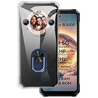 for Blackview BL9000 5G Ultra Thin Phone Case + Ring Holder Kickstand Bracket, Gel Pudding Soft Silicone Phone for Blackview BL9000 5G 6.78 inches (BlueRing-T)