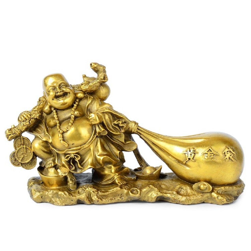 SMRTHMRT Feng Shui Decor Laughing Buddha Statue,Maitreya Figurine Carrying Money Bag, God of Wealth Statue,Happy Buddha Statues and Sculptures for ...