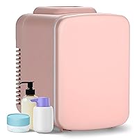 YSSOA 4L Mini Fridge, 6 Can Portable Cooler & Warmer Freon-Free Compact Refrigerators with 12V DC and 110V AC Cords for Drinks, Food, Skincare, Pink
