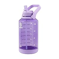 Takeya 64 oz Motivational Water Bottle with Straw Lid with Time Marker, Half Gallon, Premium Quality BPA Free Tritan Plastic, Vivacity Purple