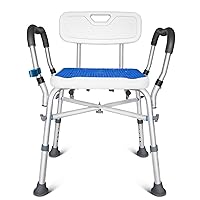 Bath Chair with Arms, Medical Shower Seat, Bariatric Bath Stool Safety Shower Bench with Reinforced Crossing bar for Elderly, Adults, Disabled