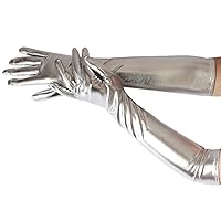 Long Sleeves Show Gloves For Women Metallic Gloves 1920s Flapper Stretchy Elbow Length Halloween Costume Gloves