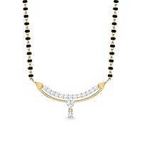 0.33 Cts Round Simulated Diamond Corann Mangalsutra Necklace 14K Yellow Gold Fn