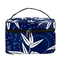 Bamboo And Blue Background Women Portable Travel Accessories with Mesh Pocket Makeup Cosmetic Bags Storage Organizer Multifunction Case