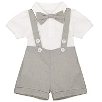 Baby Boys Formal Suit Gentleman Bowtie Romper Suspenders Shorts Wedding Tuxedo Outfit Cake Smash Christening Clothes