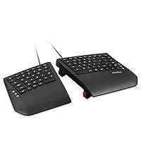 Perixx PERIBOARD-524B US, [Firmware Updated] Wired Ergonomic Split Keyboard - Up to 2 Ft Seperation - Adjustable Tilt Angle - Low Profile Membrane Keys - Black - US English