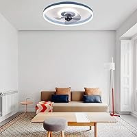 ACMHNC Quiet Ceiling Fan with LED Lighting, Ultra Thin Fan Ceiling Lamp Dimmable with Remote Control for Bedroom Children's Room Study Room Fan Lamp, 3 Wind Speed, Timer, Ø40CM,Blue