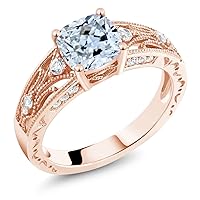 Gem Stone King 18K Yellow Gold Plated Silver Women's Wedding Engagement Ring (1.40 Cttw, Cushion Cut 6MM, Available in Size 5, 6, 7, 8, 9)