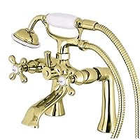 Kingston Brass KS268PB Kingston Clawfoot Tub Faucet, 7-Inch Center, Polished Brass
