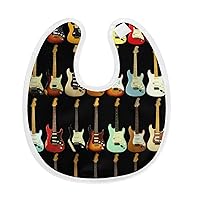 KANAKO Bib, Art Guitar, Guitar Lover, Baby Bib, Meal Apron, U-Shaped, 100% Cotton, Water Absorbent, For Meals, Baby Products, Soft Baby Shower, Gift, Art Guitar Lovers