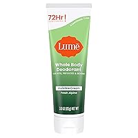 Lume Whole Body Deodorant - Invisible Cream Tube - 72 Hour Odor Control - Aluminum Free, Baking Soda Free, Skin Safe - 3.0 ounce (Fresh Alpine)