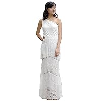 Petite One Shoulder Playsuit with Tassel Fringe with Maxi Dress Lace Overlay