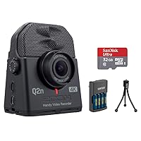 Zoom Q2n-4K Handy Video Recorder with 32GB Ultra Memory Card, Tabletop Tripod & Charger (4 AA NiMH Battery) Bundle