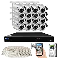 Smart AI 16 Channel H.265 PoE NVR Ultra-HD 4K (3840x2160) Security Camera System with 16 x 4K (8MP) 2160P Face Recognition / Human / Vehicle Detection Outdoor Indoor Surveillance IP Camera