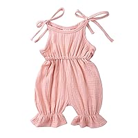 Summer 1 Piece Outfit Newborn Infant Baby Girls Boys Cotton Linen Romper Jumpsuit Birthday Dress (Pink, 18-24 Months)