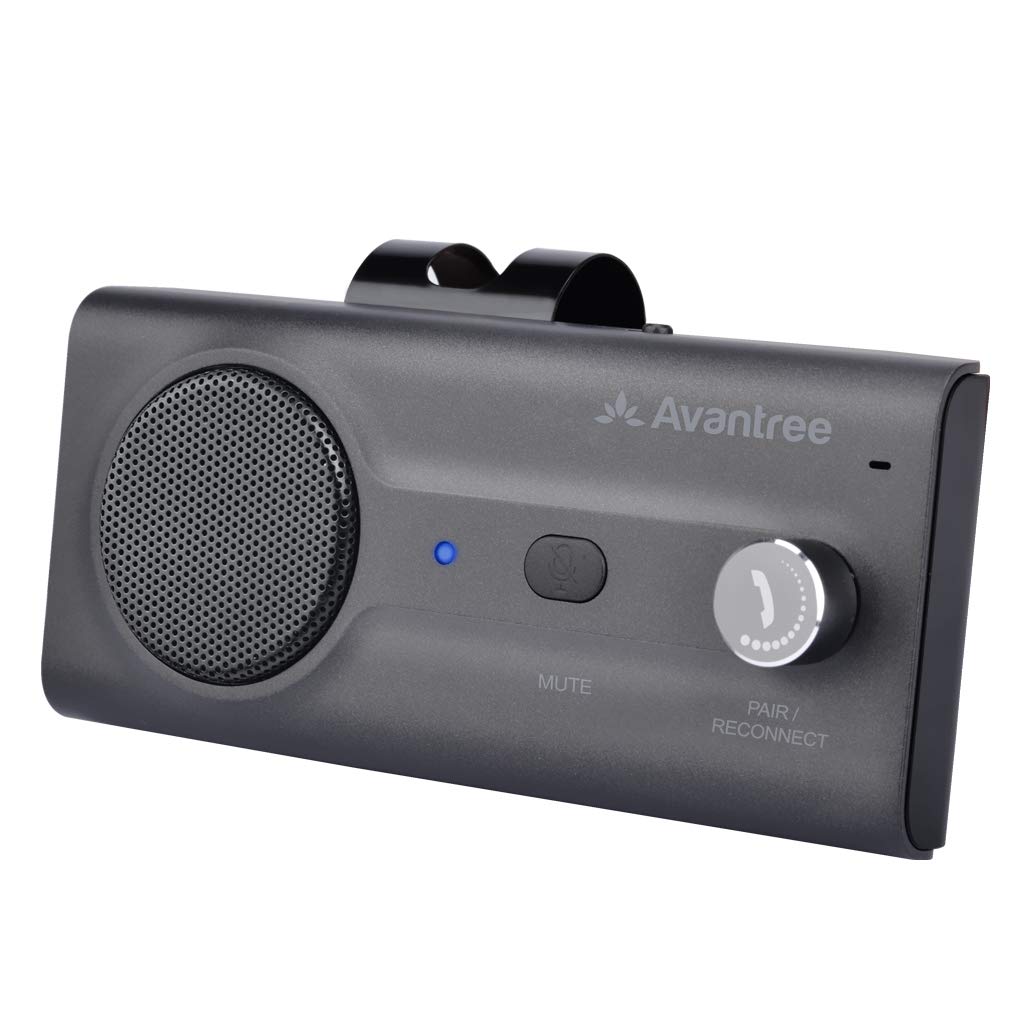Avantree CK11 Hands Free Bluetooth 5.0 Car Kits, 3W Loud Speakerphone, Support Siri Assistant & Motion Auto On Off, Volume Knob, Wireless in Car Handsfree Speaker with Visor Clip - Titannium