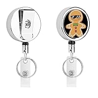 Christmas Ginger Bread Cookie Cute Badge Holder Clip Reel Retractable Name ID Card Holders for Office Worker Doctor Nurse