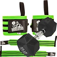 Super Heavy Duty Wrist Wraps - Green Bundle with Dumbbell Prism 25 lb