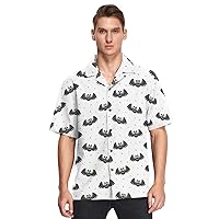 vvfelixl Halloween Bat and Confetti Hawaiian Shirt for Men,Men's Casual Button Down Shirts Short Sleeve for Men S