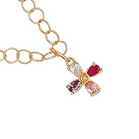 Cross Pendant, Yellow Gold Filled Charm, Fashion Religious Jewelry for Women, Pink Violet Cubic Zirconia Gemstones.