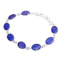 Oval Shape Multi Color Gemstone Link Bracelet 7 Inch To 8 Inch 925 Sterling Silver Jewelry For Women & Men