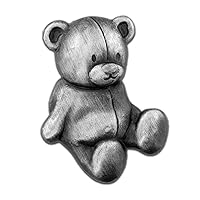 PinMart's Antique Silver Teddy Bear Stuffed Animal Lapel Pin