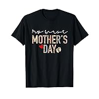 My First Mothers Day Leopard Baby Footprint Mother's Day T-Shirt