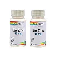 SolaRay Bio Zinc 15 Milligrams Enhanced Absorption Triple Zinc Complex (100 VegCaps) Pack of 2