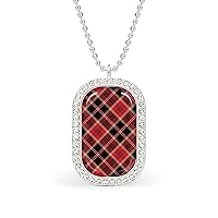 Red Buffalo Plaid Necklace Personalized Pendant Necklace Simulated Diamond Necklace Jewelry for Women Gift