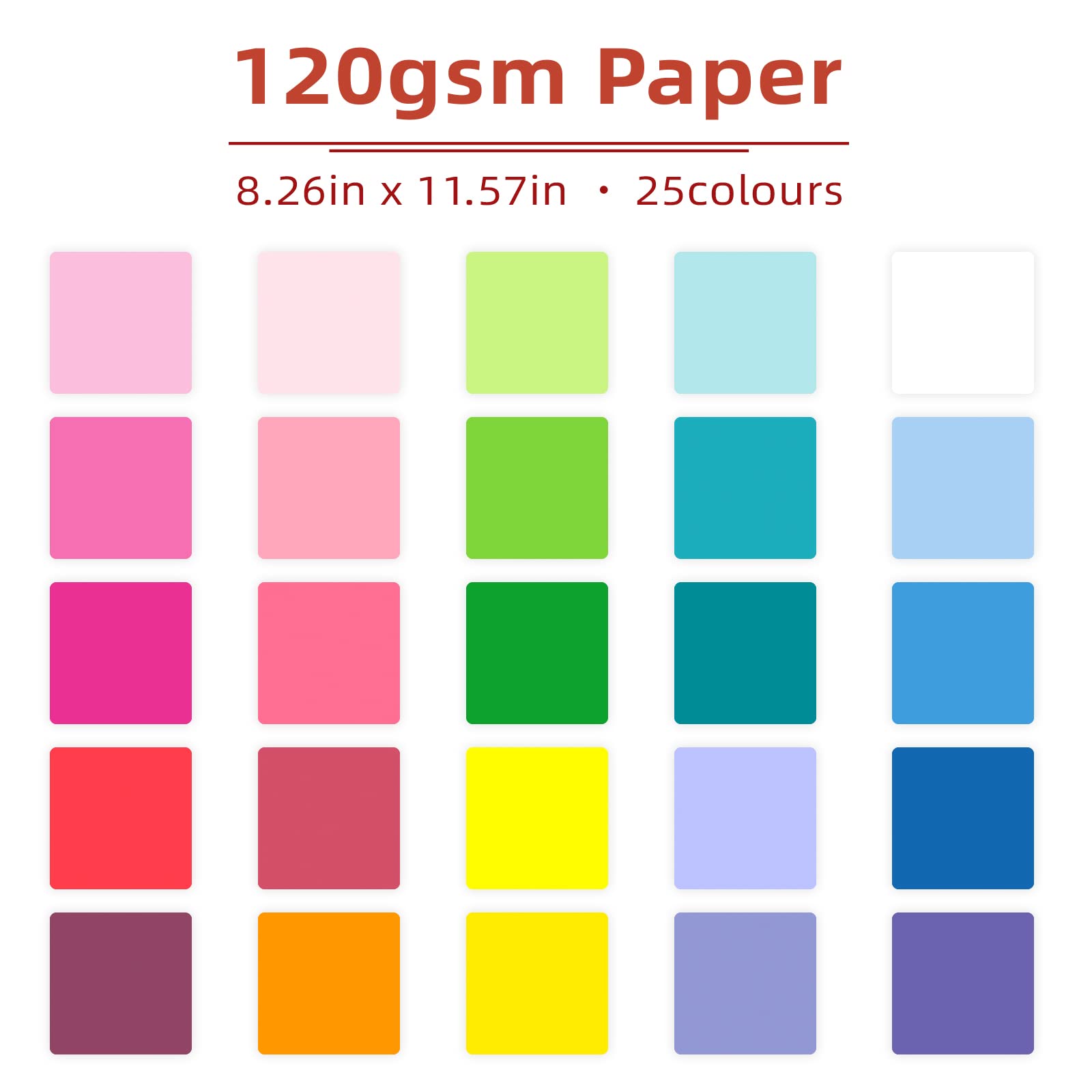 vidabita 100 Sheets Colored Cardstock Paper 120gsm 32lb, 25 Assorted Colors  Pastel Colored Construction Paper, Colored Paper for Kids Card Making