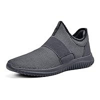 Troadlop Shoes for Women Slip On Walking Sneakers Fashion Mesh Lightweight Breathable Air Knitted Non Slip Tennis Shoes Athletic Gym Sports Workout Shoes Gray Size 8