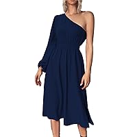 Women's Dresses Off The Shoulder Casual Solid Color Batwing Sleeve Dress Sexy Party Pencil Midi Long Dress