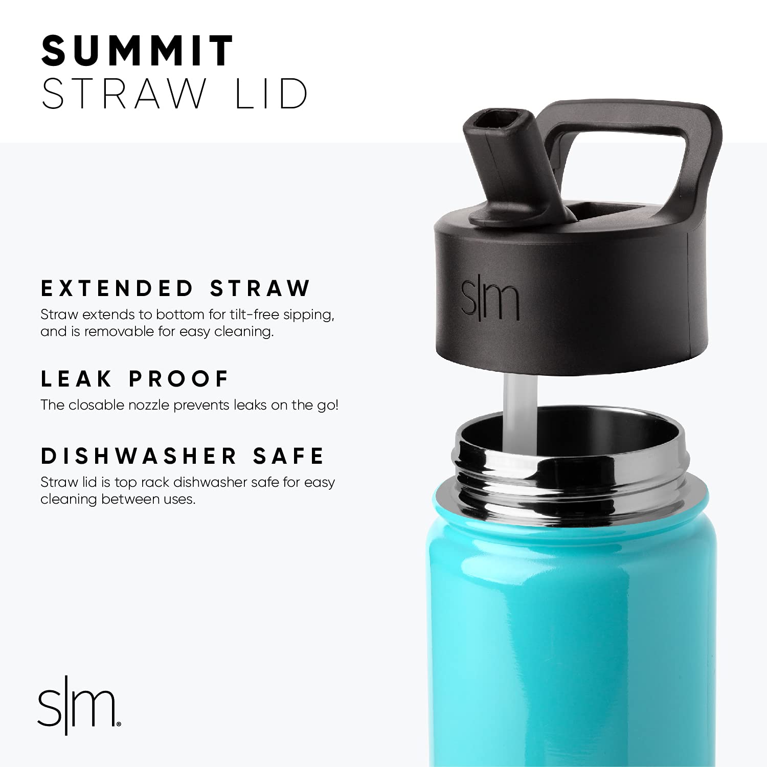 Simple Modern Insulated Straw Lid - Fits All Summit and Hydro Flask Wide Mouth Water Bottle Sizes - Insulated Splash Proof Cap for 10-128oz- Lavender Mist